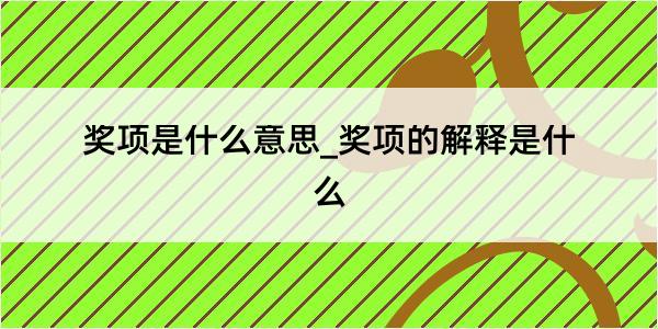 奖项是什么意思_奖项的解释是什么