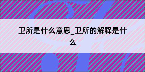 卫所是什么意思_卫所的解释是什么