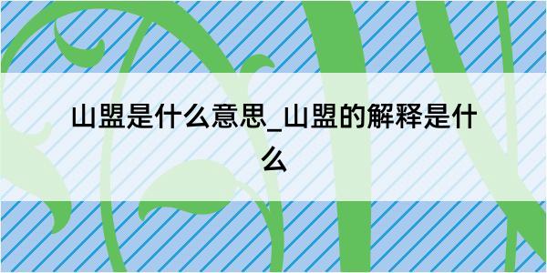 山盟是什么意思_山盟的解释是什么