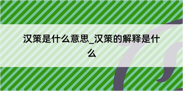 汉策是什么意思_汉策的解释是什么