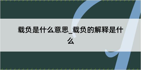 载负是什么意思_载负的解释是什么