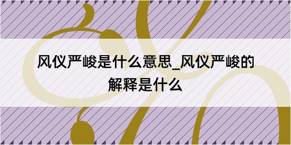 风仪严峻是什么意思_风仪严峻的解释是什么