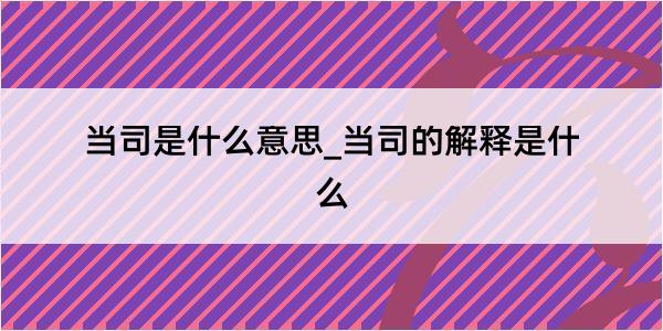 当司是什么意思_当司的解释是什么