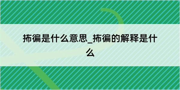 抪徧是什么意思_抪徧的解释是什么