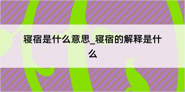 寝宿是什么意思_寝宿的解释是什么