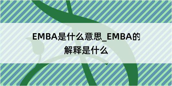 EMBA是什么意思_EMBA的解释是什么