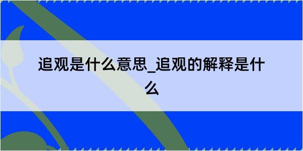 追观是什么意思_追观的解释是什么