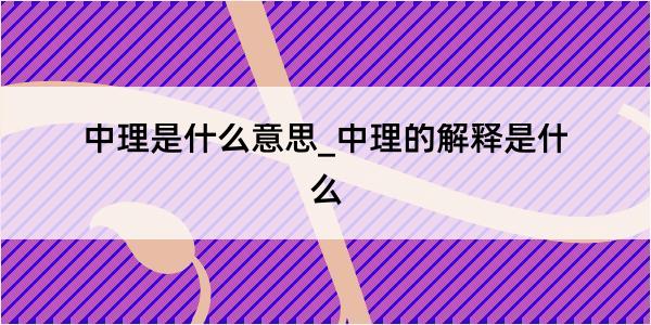 中理是什么意思_中理的解释是什么