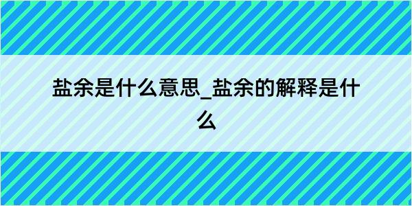 盐余是什么意思_盐余的解释是什么