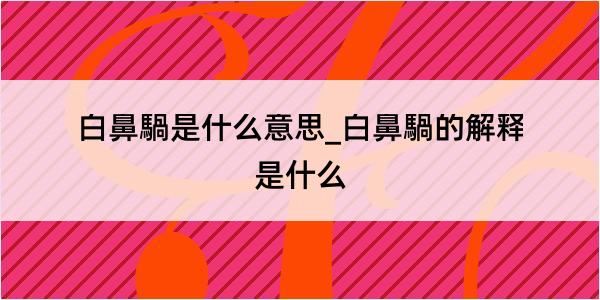 白鼻騧是什么意思_白鼻騧的解释是什么