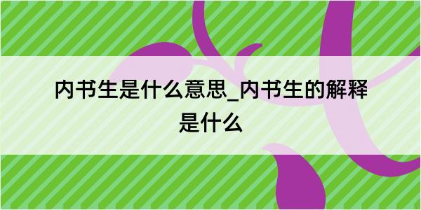 内书生是什么意思_内书生的解释是什么