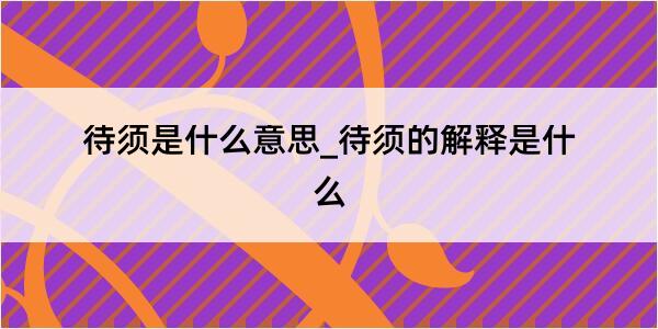 待须是什么意思_待须的解释是什么