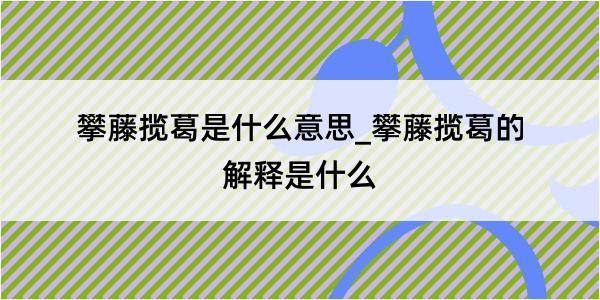 攀藤揽葛是什么意思_攀藤揽葛的解释是什么