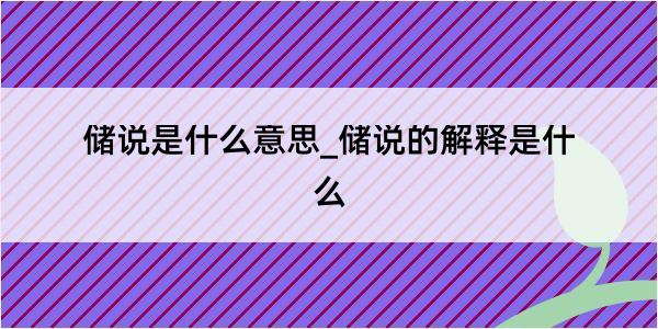 储说是什么意思_储说的解释是什么