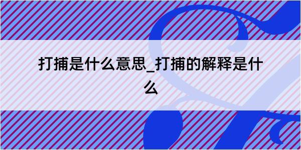 打捕是什么意思_打捕的解释是什么