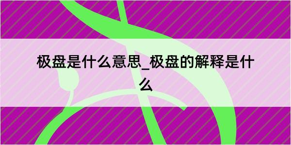 极盘是什么意思_极盘的解释是什么