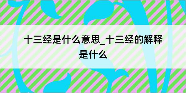 十三经是什么意思_十三经的解释是什么