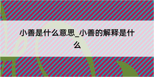 小善是什么意思_小善的解释是什么