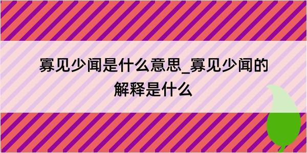 寡见少闻是什么意思_寡见少闻的解释是什么