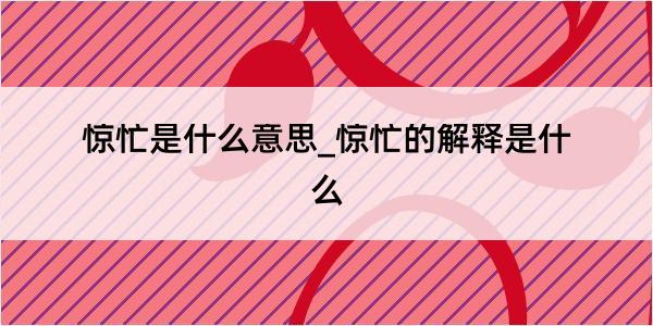 惊忙是什么意思_惊忙的解释是什么