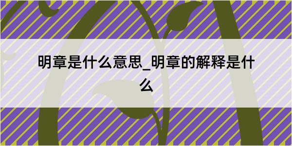 明章是什么意思_明章的解释是什么