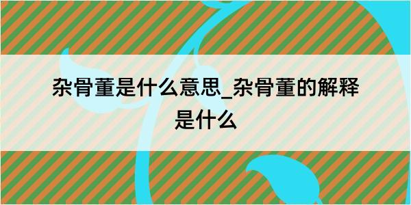 杂骨董是什么意思_杂骨董的解释是什么