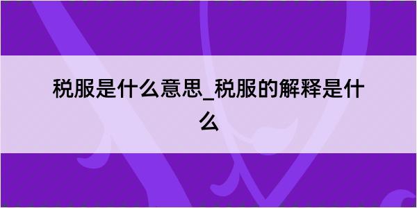 税服是什么意思_税服的解释是什么