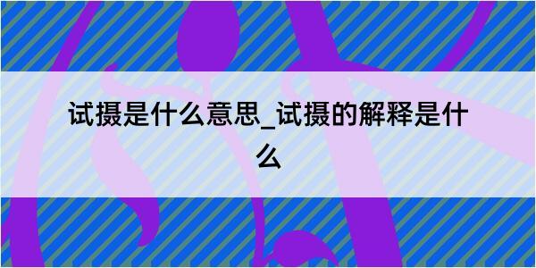 试摄是什么意思_试摄的解释是什么