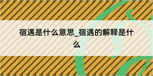 宿遇是什么意思_宿遇的解释是什么