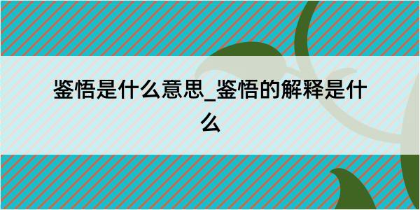 鉴悟是什么意思_鉴悟的解释是什么