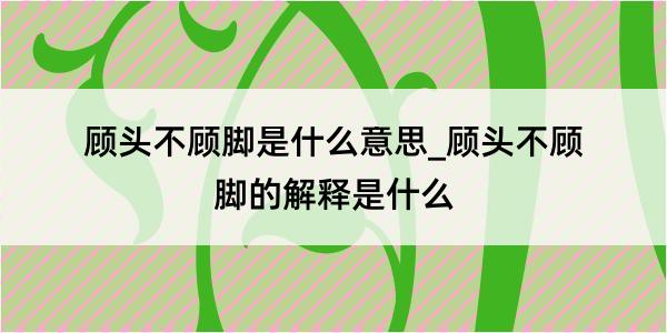 顾头不顾脚是什么意思_顾头不顾脚的解释是什么