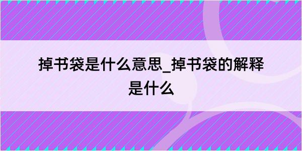 掉书袋是什么意思_掉书袋的解释是什么