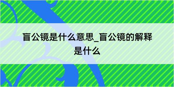 盲公镜是什么意思_盲公镜的解释是什么