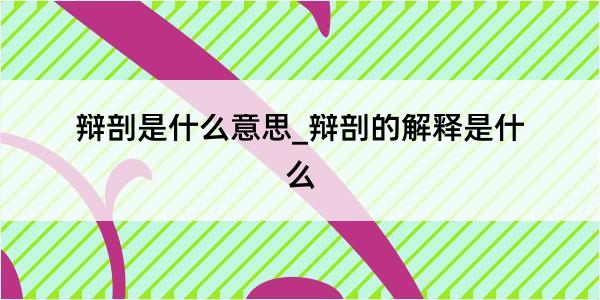 辩剖是什么意思_辩剖的解释是什么