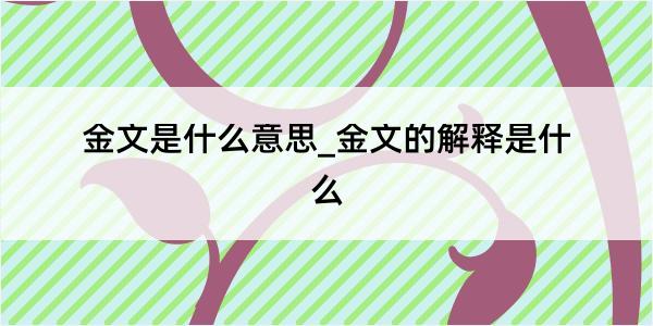 金文是什么意思_金文的解释是什么