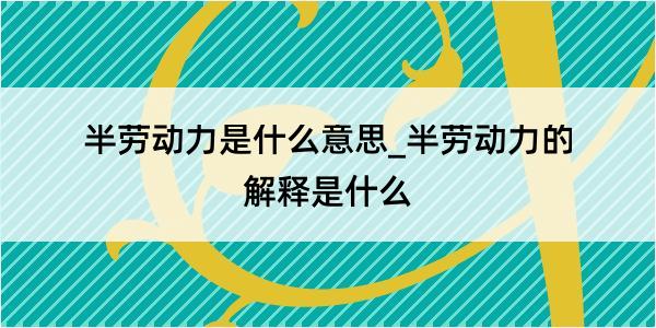 半劳动力是什么意思_半劳动力的解释是什么