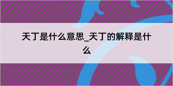 天丁是什么意思_天丁的解释是什么