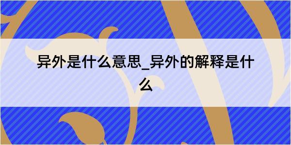 异外是什么意思_异外的解释是什么