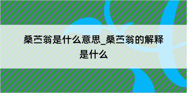 桑苎翁是什么意思_桑苎翁的解释是什么