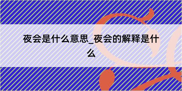 夜会是什么意思_夜会的解释是什么