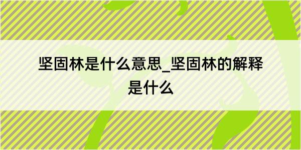 坚固林是什么意思_坚固林的解释是什么