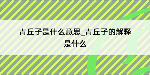 青丘子是什么意思_青丘子的解释是什么