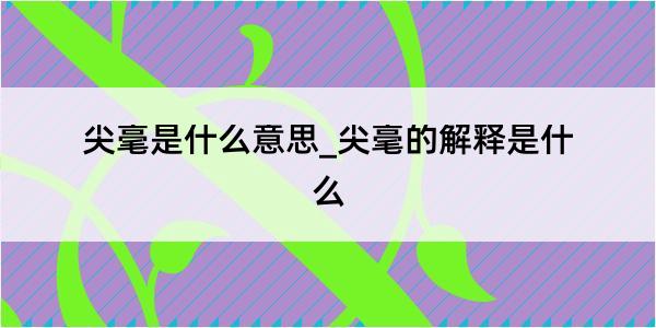 尖毫是什么意思_尖毫的解释是什么