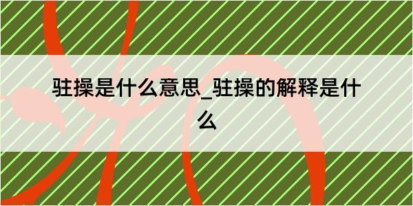 驻操是什么意思_驻操的解释是什么