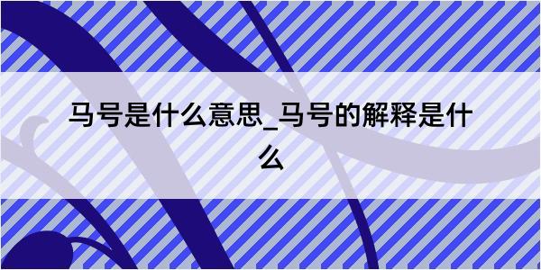 马号是什么意思_马号的解释是什么