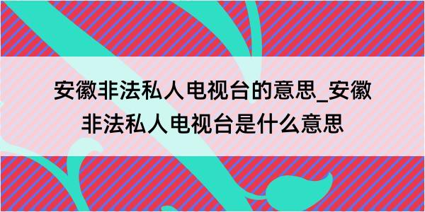 安徽非法私人电视台的意思_安徽非法私人电视台是什么意思