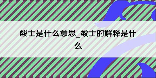 酸士是什么意思_酸士的解释是什么