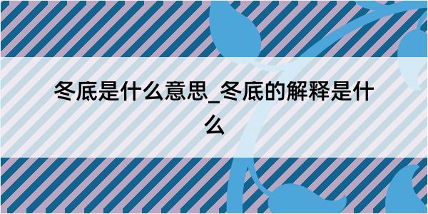 冬底是什么意思_冬底的解释是什么