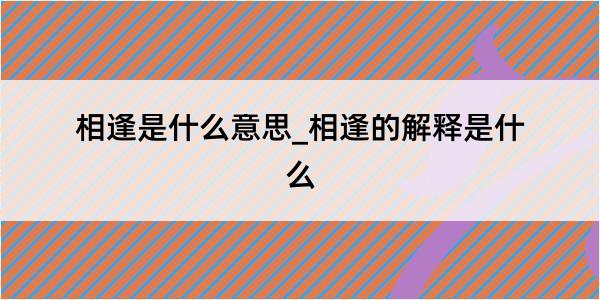 相逢是什么意思_相逢的解释是什么