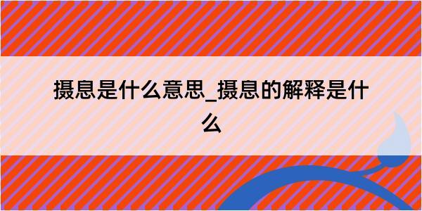 摄息是什么意思_摄息的解释是什么